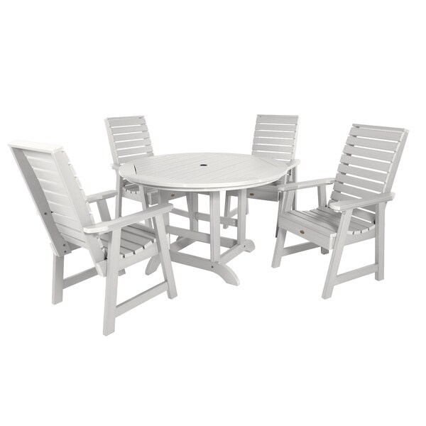 Highwood Usa Weatherly 5pc Round Outdoor Patio Furniture Dining Set AD-DNW48-WHE - main